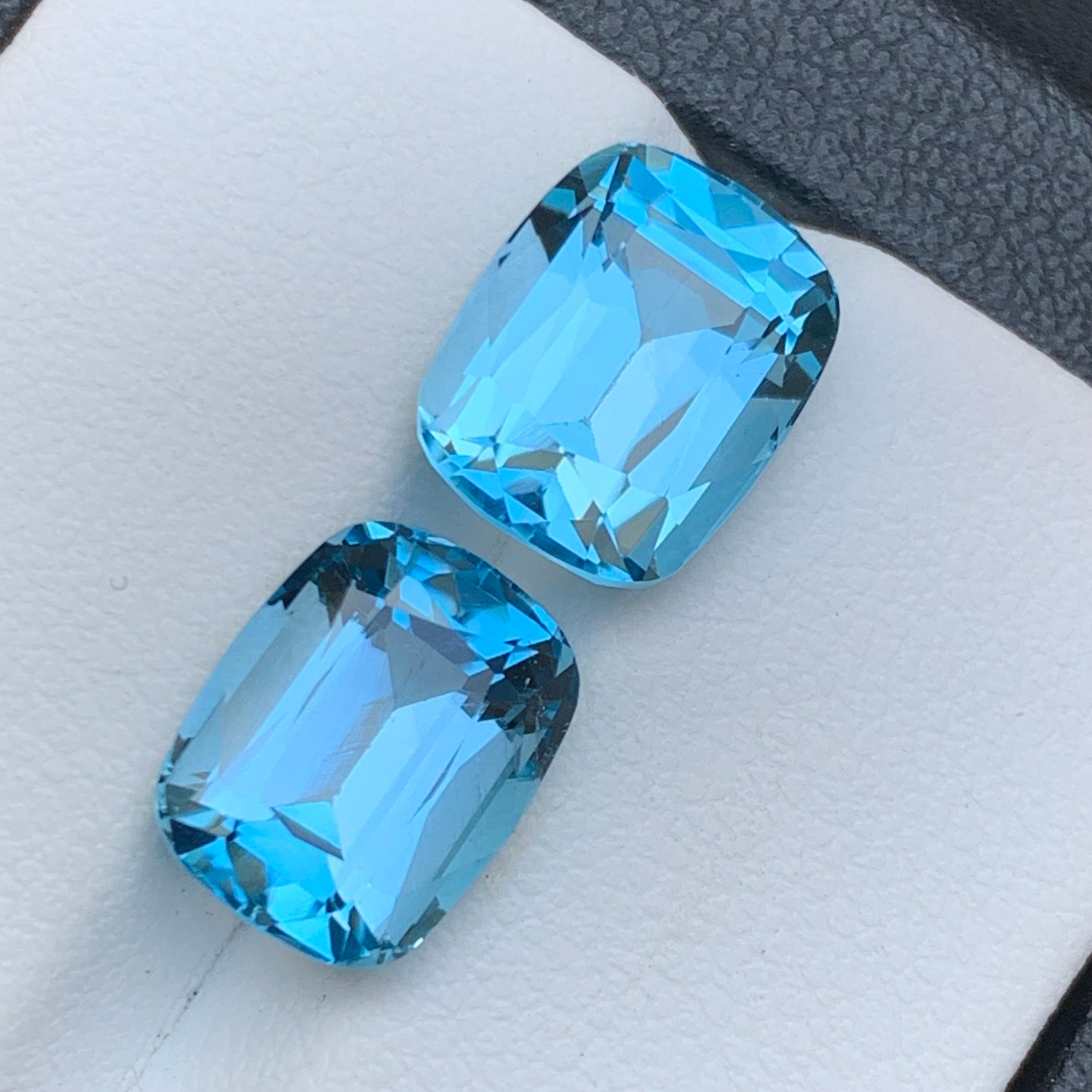 Vivid Sky Blue Natürlicher Schweizer Blautopas Edelsteine 10.45 Karat im Kissenschliff-Schliff-Schmuck im Angebot 2