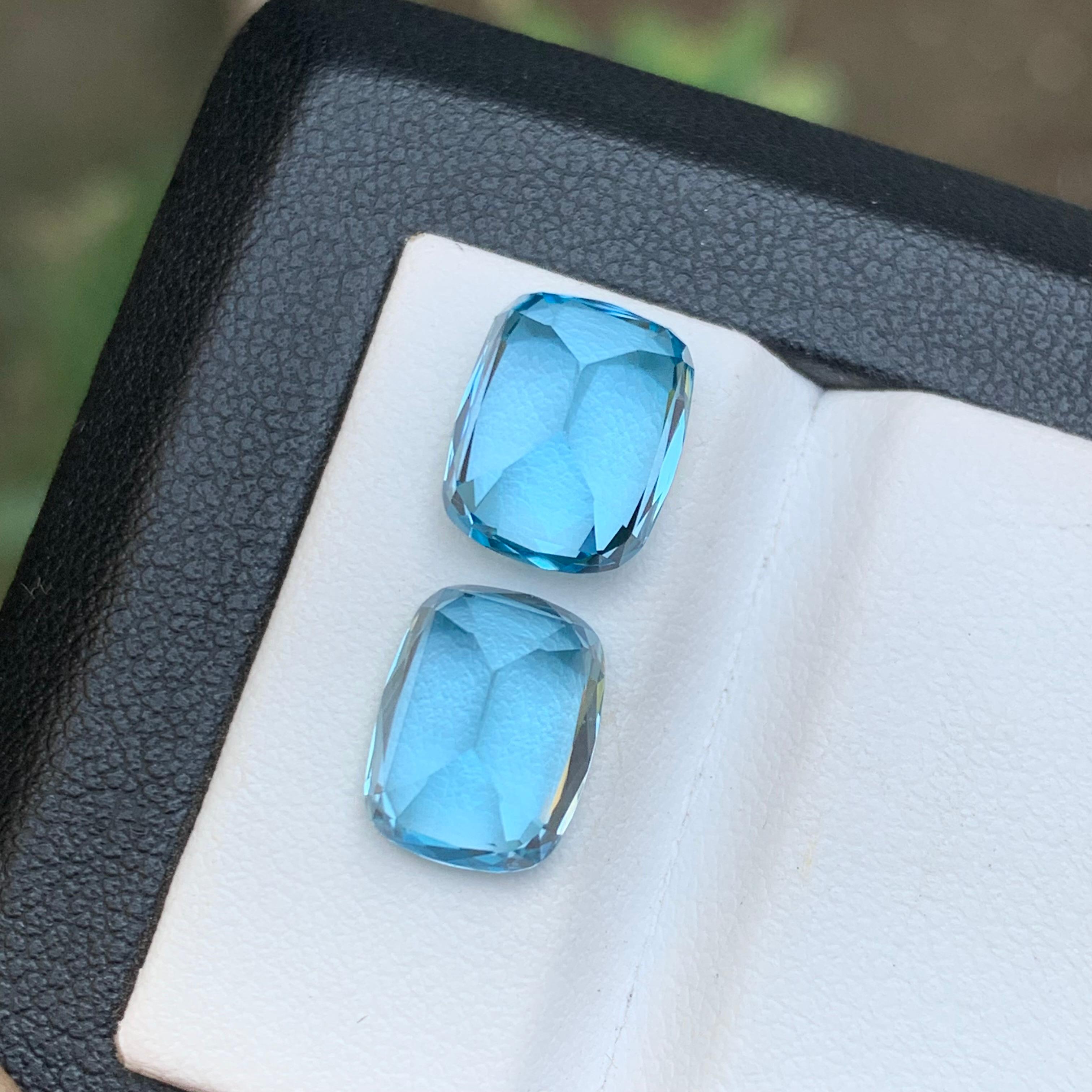 Vivid Sky Blue Natürlicher Schweizer Blautopas Edelsteine 10.45 Karat im Kissenschliff-Schliff-Schmuck im Angebot 3