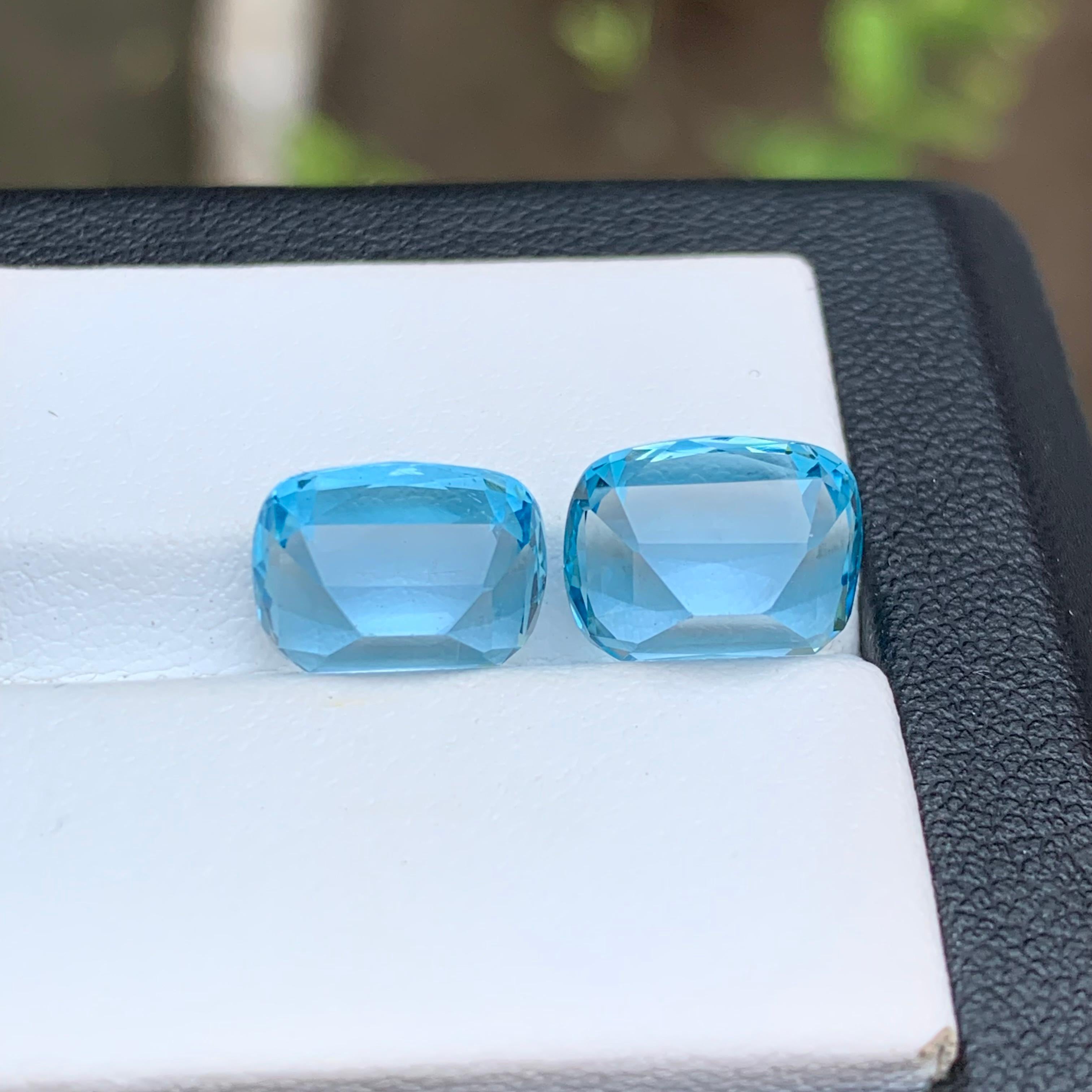Vivid Sky Blue Natürlicher Schweizer Blautopas Edelsteine 10.45 Karat im Kissenschliff-Schliff-Schmuck im Angebot 4