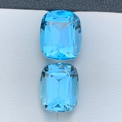 Vivid Sky Blue Natural Swiss Blue Topaz Gemstones 13.80 Ct Cushion Cut-Jewelry