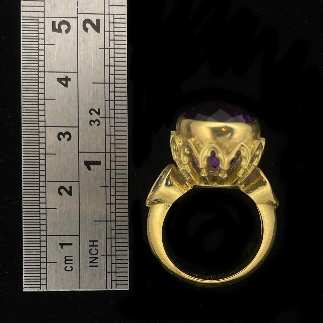 Amethyst, White Diamonds, 18 Karat Yellow Gold Ring For Sale 8