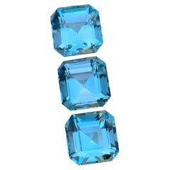 Vivid Swiss Blue Natural Topas Juwelen-Set Edelsteine 18,55 Karat Asscher-Schliff-Schmuck