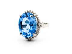 Vivid Swiss Blue Topaz & Diamond Ring in Platinum