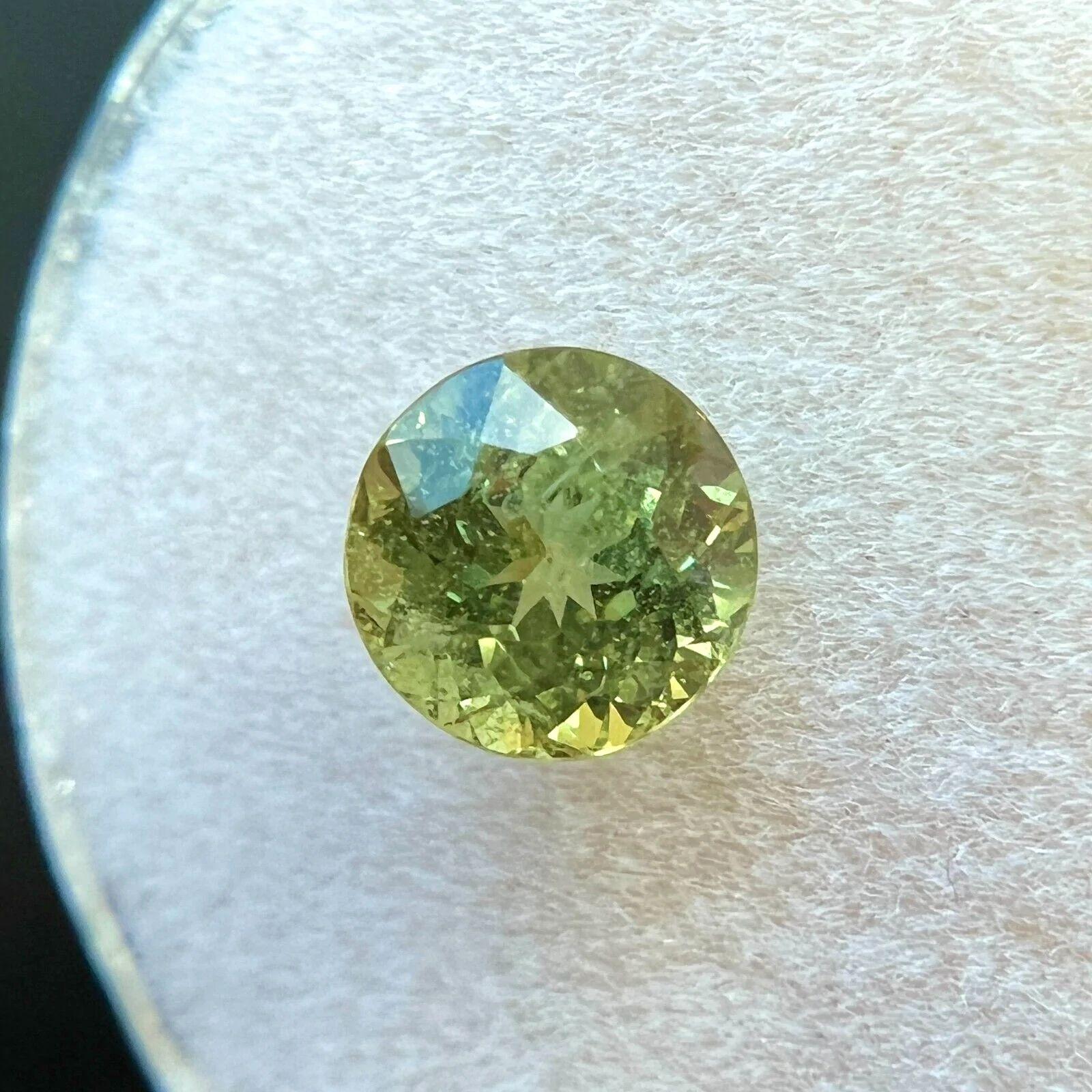 Round Cut Vivid Yellow Green Sapphire 1.58ct Round Brilliant Cut Loose Gemstone For Sale
