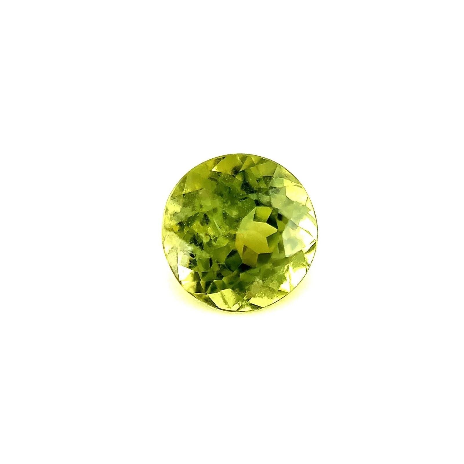 Vivid Yellow Green Sapphire 1.58ct Round Brilliant Cut Loose Gemstone For Sale