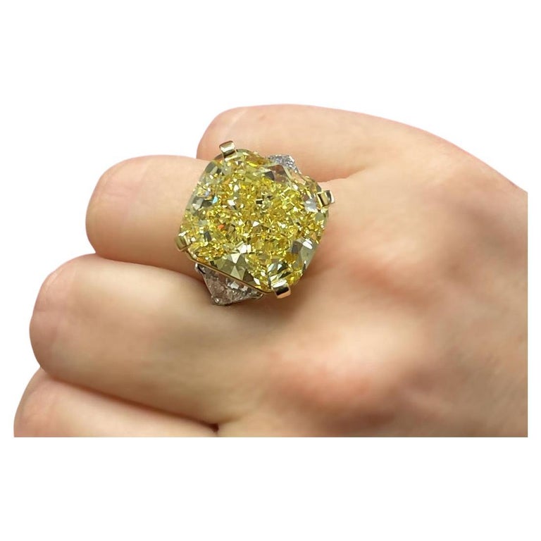 Vivid Yellow Internally Flawless GIA Certified 9.25 Carat Cushion Cut Diamond For Sale