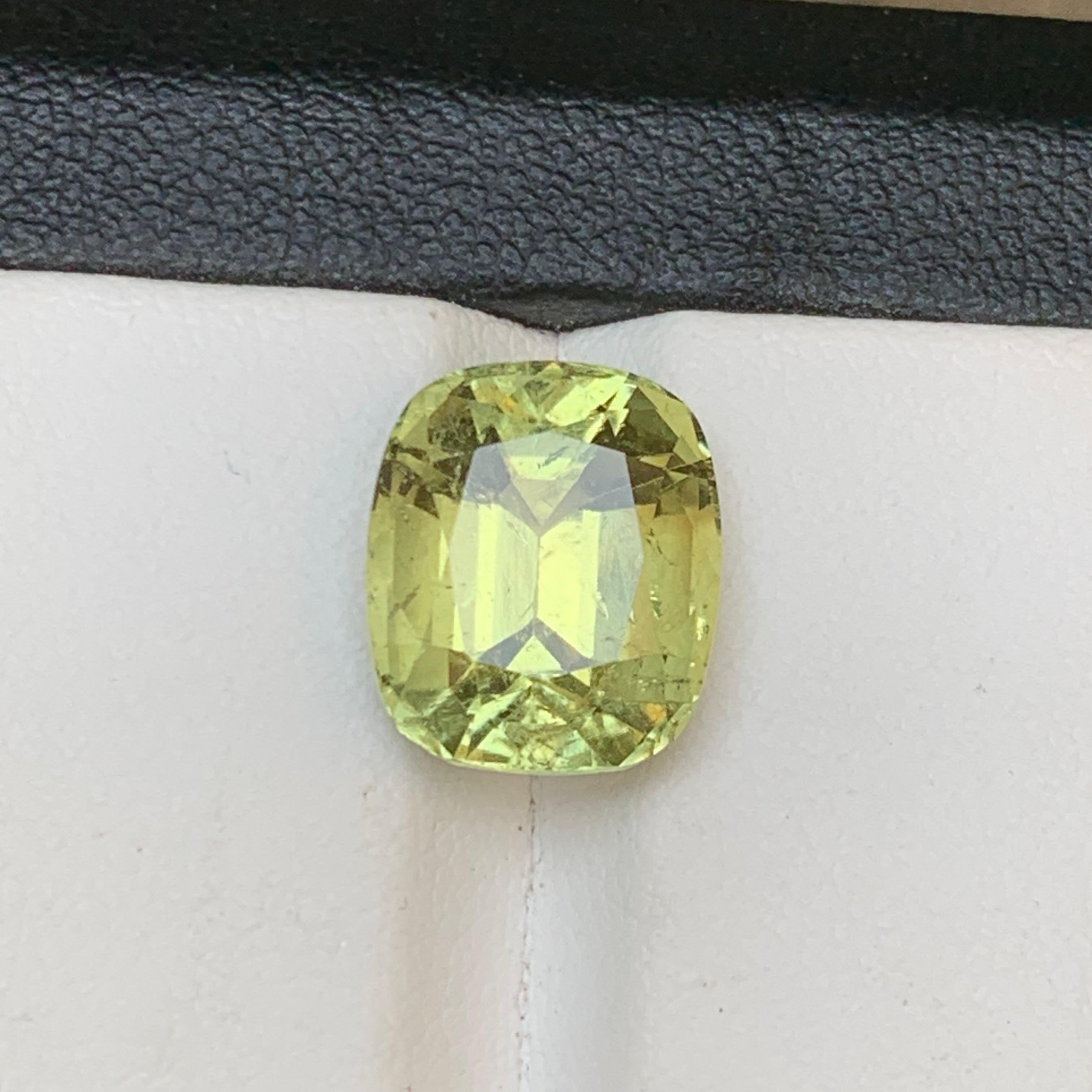 Vivid Yellow Natural Tourmaline Ring Loose Gemstone 6.40 Ct Cushion Cut-Jewelry For Sale 7