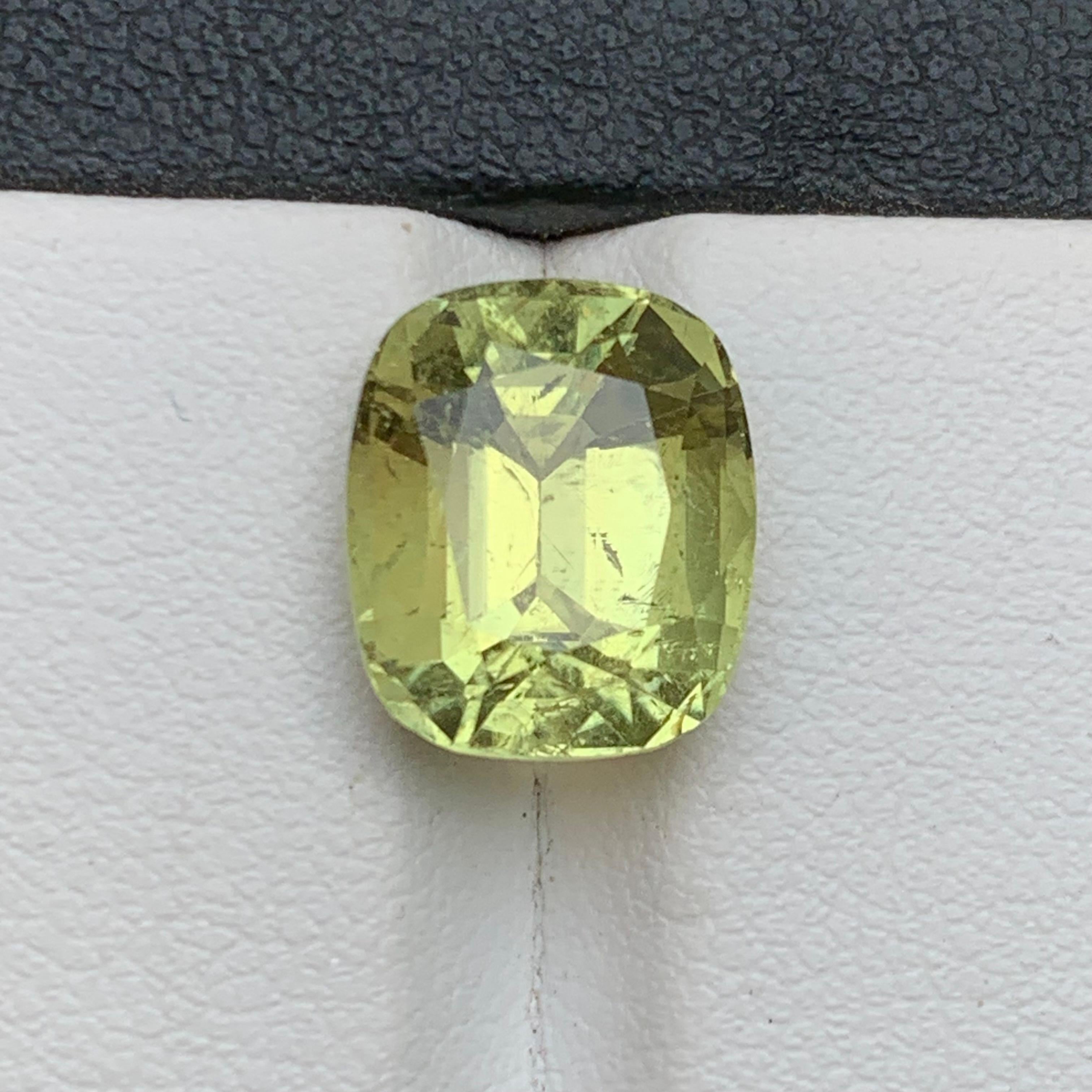 Vivid Yellow Natural Tourmaline Ring Loose Gemstone 6.40 Ct Cushion Cut-Jewelry For Sale 9