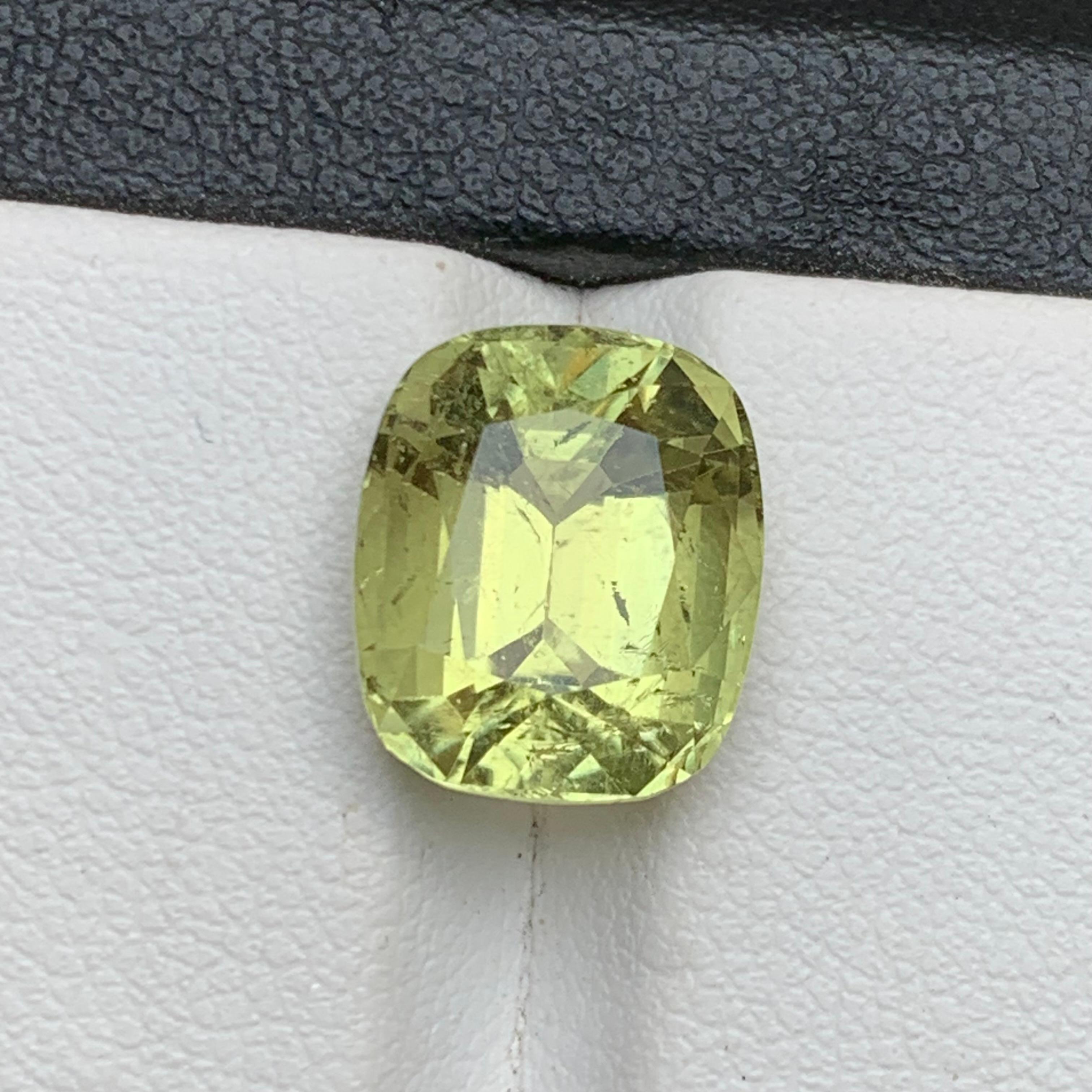 Contemporary Vivid Yellow Natural Tourmaline Ring Loose Gemstone 6.40 Ct Cushion Cut-Jewelry For Sale