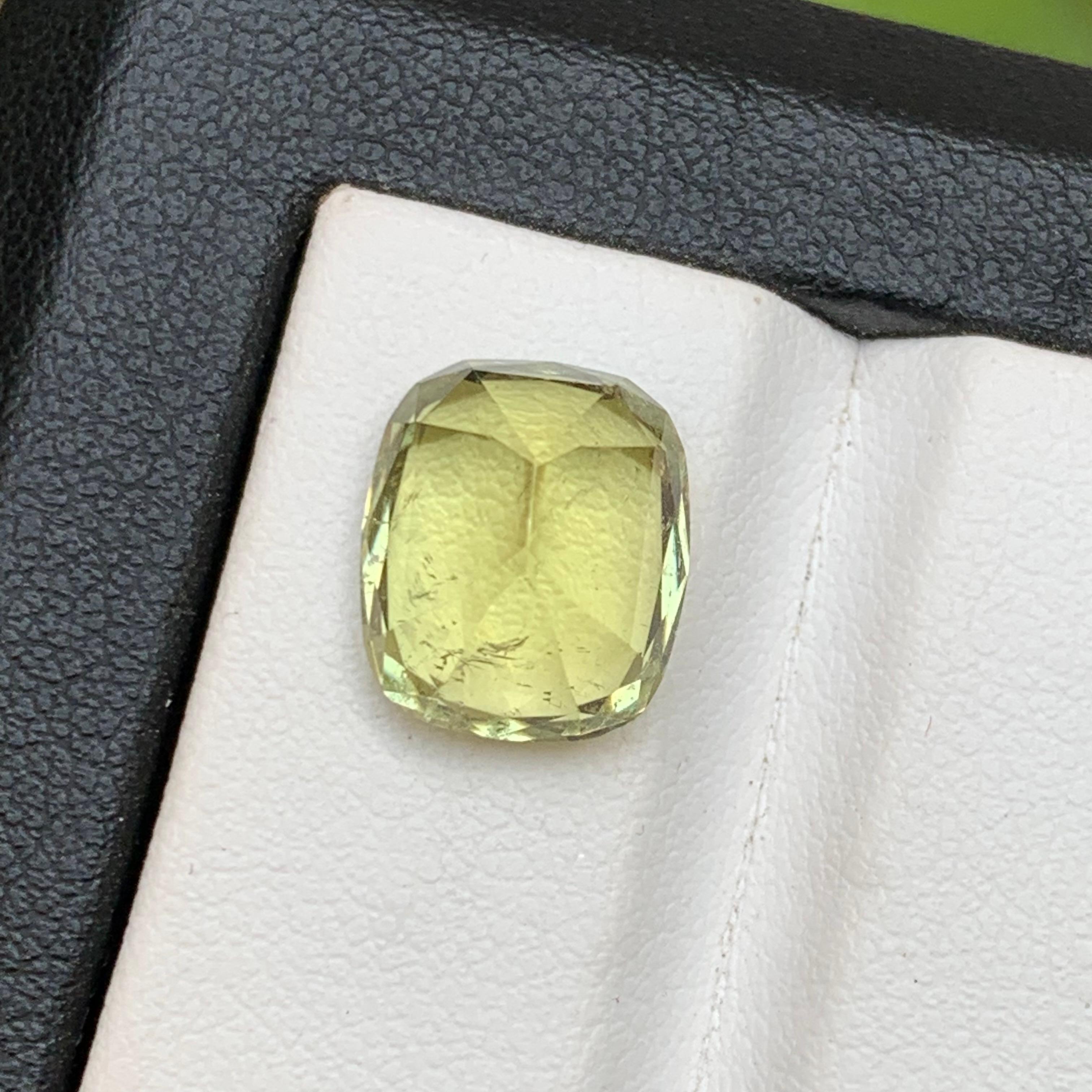 Vivid Yellow Natural Tourmaline Ring Loose Gemstone 6.40 Ct Cushion Cut-Jewelry For Sale 3