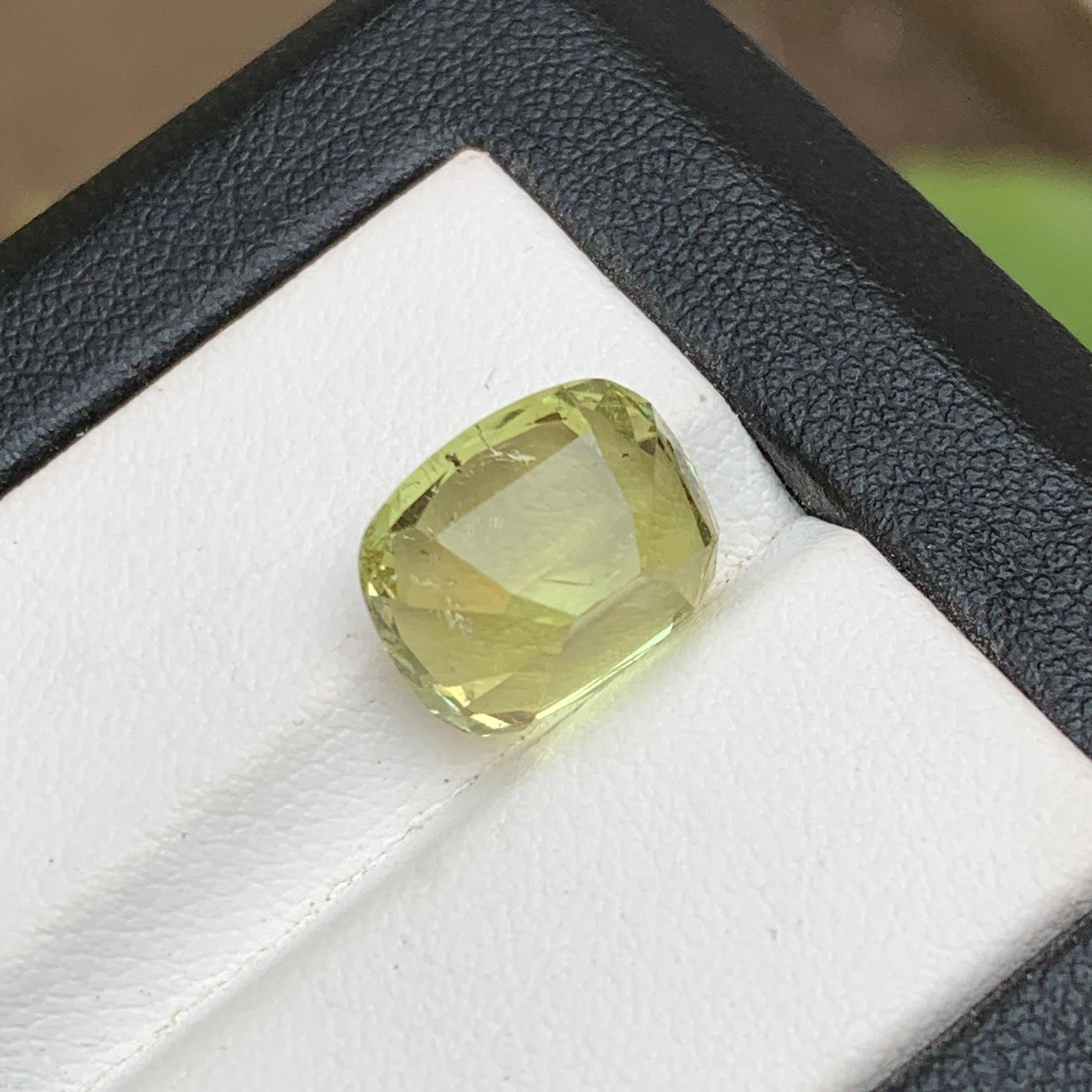 Vivid Yellow Natural Tourmaline Ring Loose Gemstone 6.40 Ct Cushion Cut-Jewelry For Sale 4