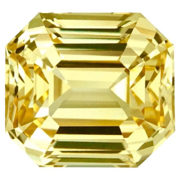 Vivid Yellow Sapphire 2.70 Ct Emerald Cut Unheated, Loose Gemstone For Sale