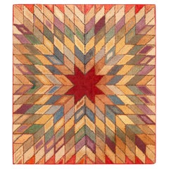 Nazmiyal Collection Vividly Radiant Antique American Hooked Rug 7'02" x 7'03"