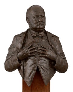 Churchill Bronze Bust by Vivien Mallock