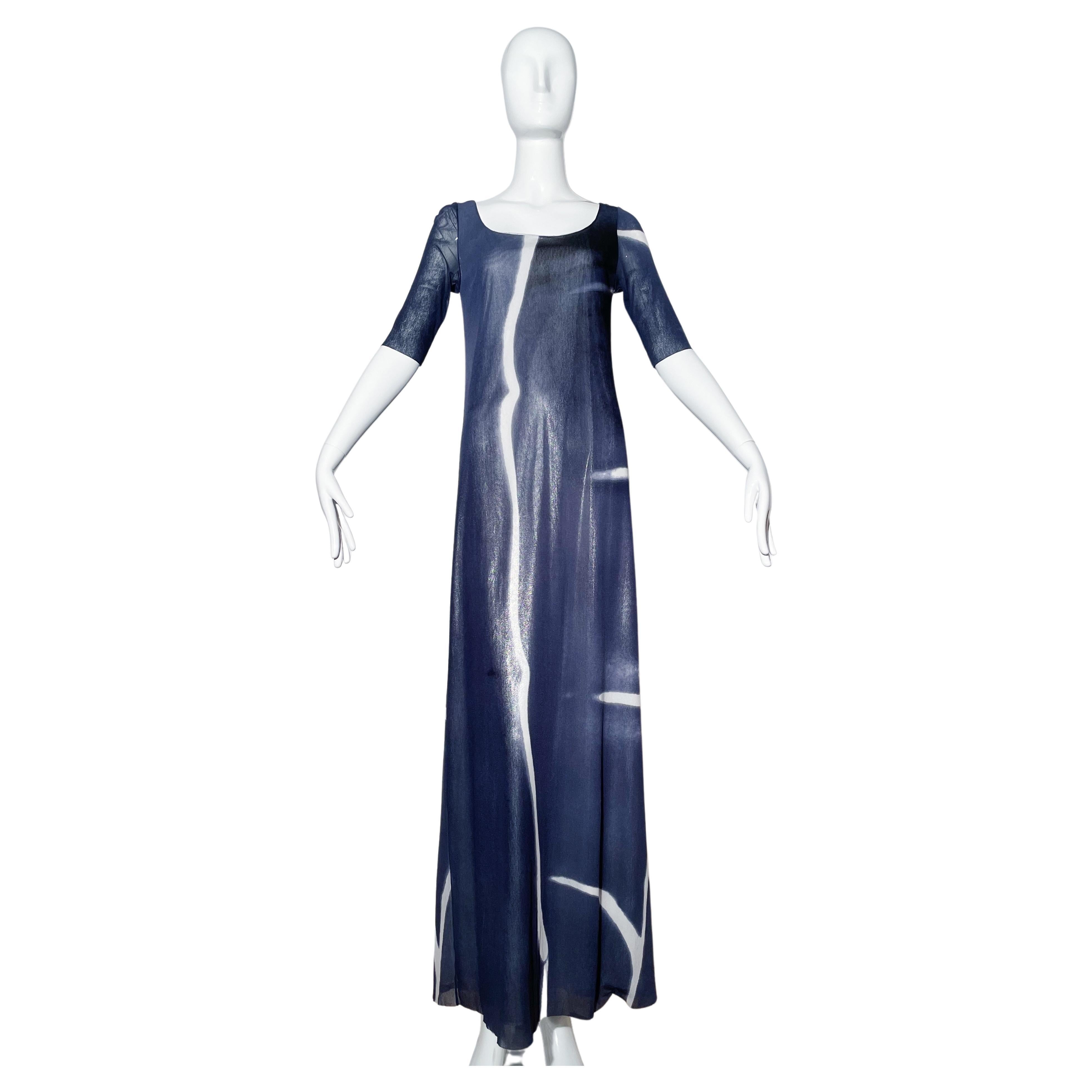 Vivienne Tam Blaues durchsichtiges Maxikleid im Angebot