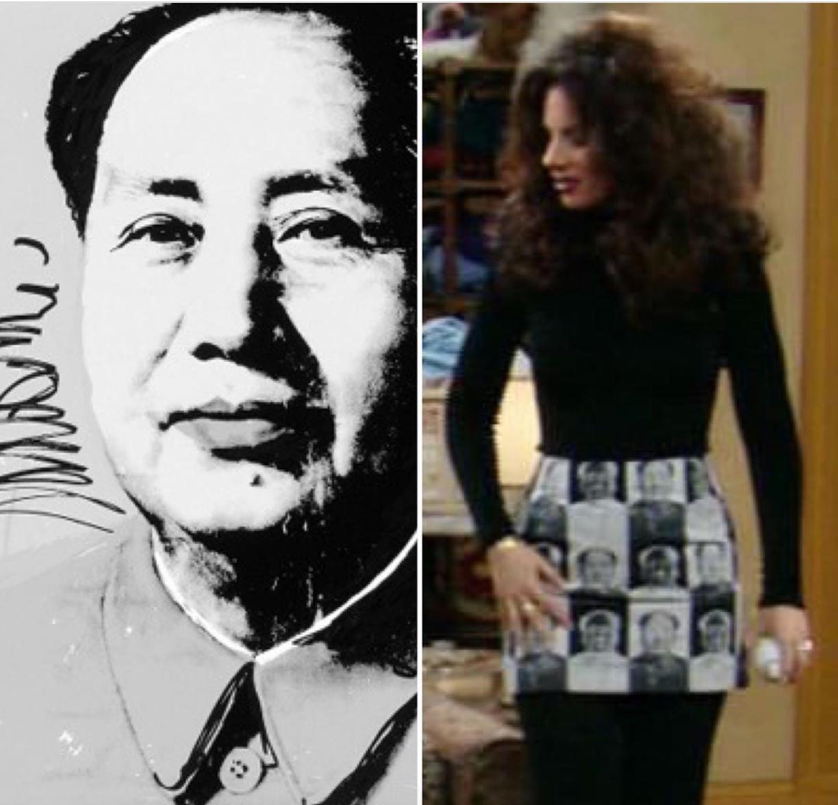 Vivienne Tam 'Chairman Mao' Black & White Warhol Print Vintage Dress, 1990s 3
