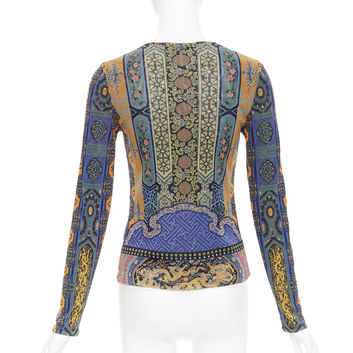 De las mujeres VIVIENNE TAM top de manga larga con estampado de pájaros dragón Dinastía chinoiserie morado en venta