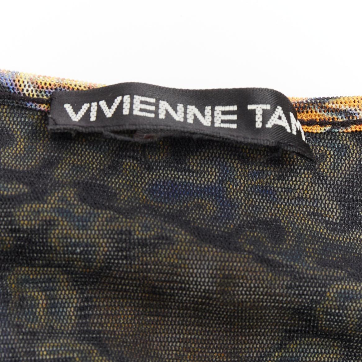 VIVIENNE TAM top de manga larga con estampado de pájaros dragón Dinastía chinoiserie morado en venta 3