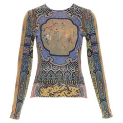 VIVIENNE TAM top de manga larga con estampado de pájaros dragón Dinastía chinoiserie morado