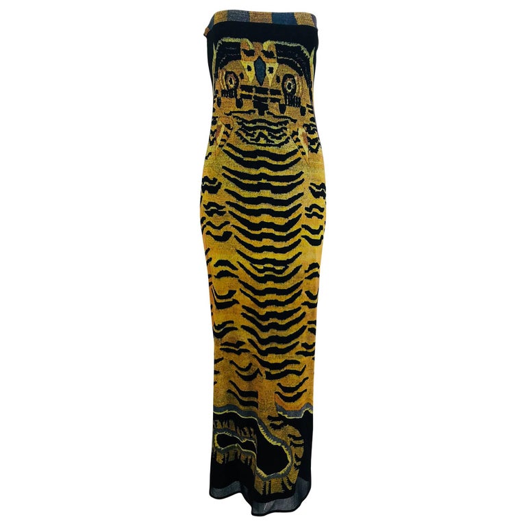 Vivienne Tam Tiger print strapless stretch mesh maxi dress, 1998 at 1stDibs  | vivienne tam tiger dress, vivienne tam vintage dress, vivienne tam mesh  dress