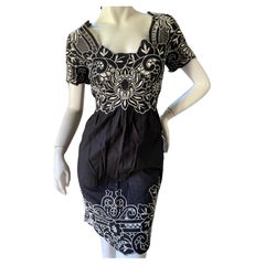 Vivienne Tam Vintage Black Linen Lotus Blossom Dress with Sheer Inserts 