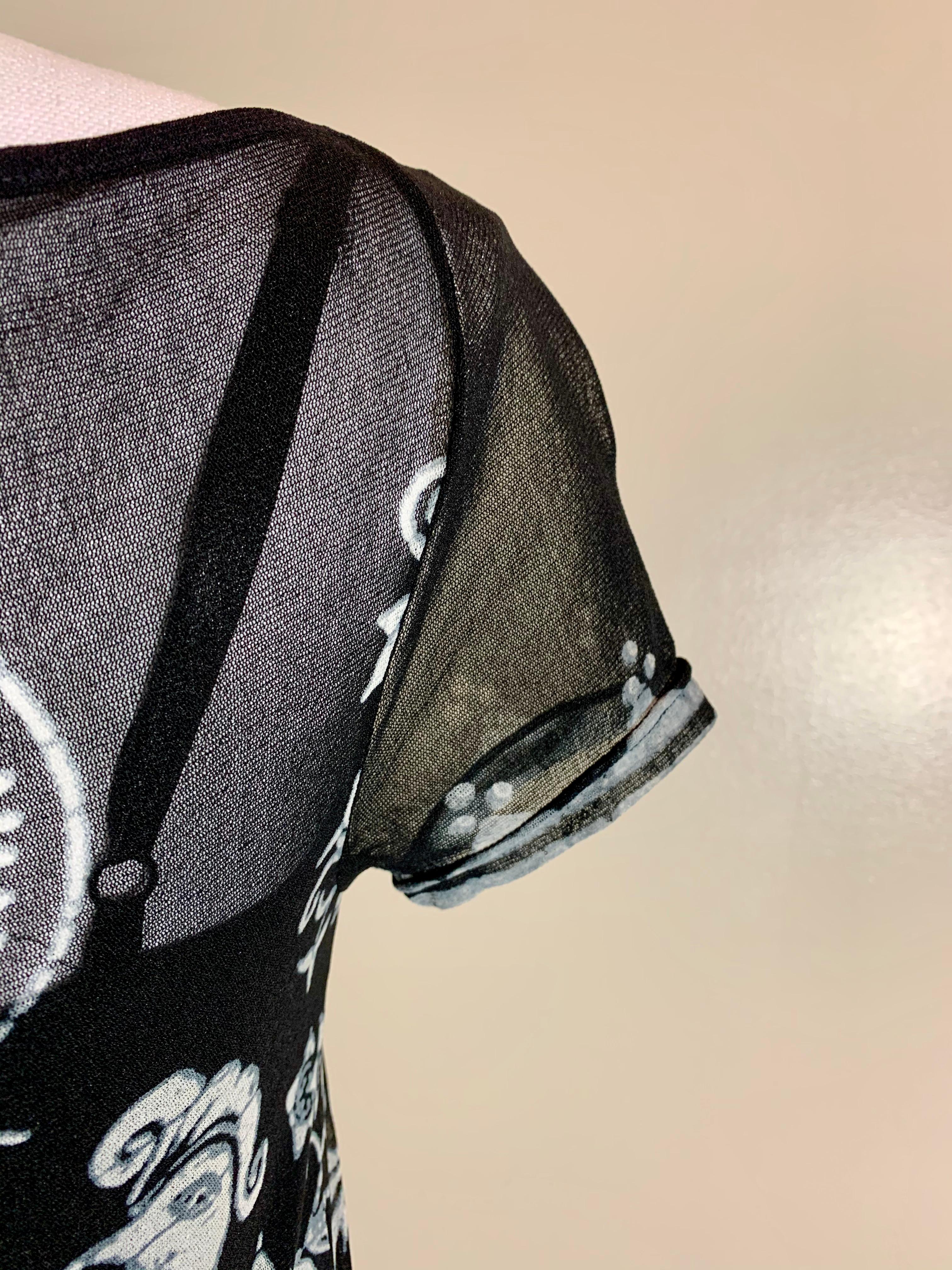 Robe vintage Vivienne Tam à imprimé floral noir et blanc avec slip 1990 en vente 2