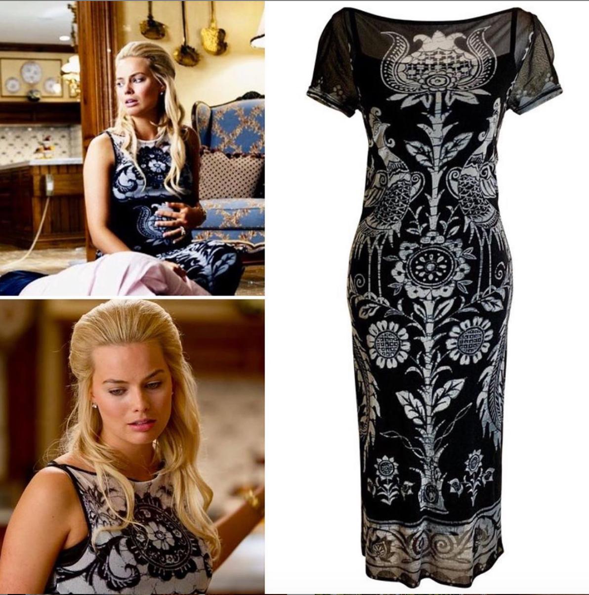 Vivienne Tam Vintage Black & White Floral Bird Print Dress with under Slip 1990s 3