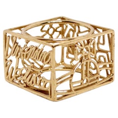 Vivienne Westwood 14k Gold Hollow Cube Orb Ring