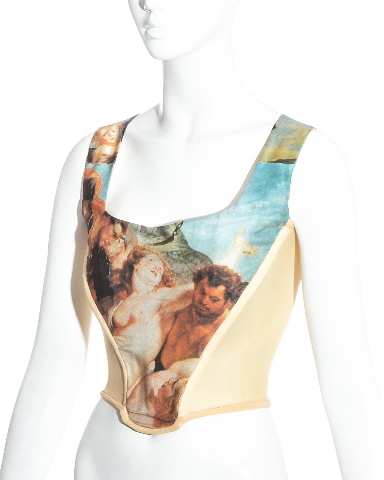 Women's Vivienne Westwood  17th century Baroque painting silk corset, fw 1993