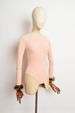 Vivienne Westwood 1990's Fur Trimmed Peach Nude Unitard - Body Suit