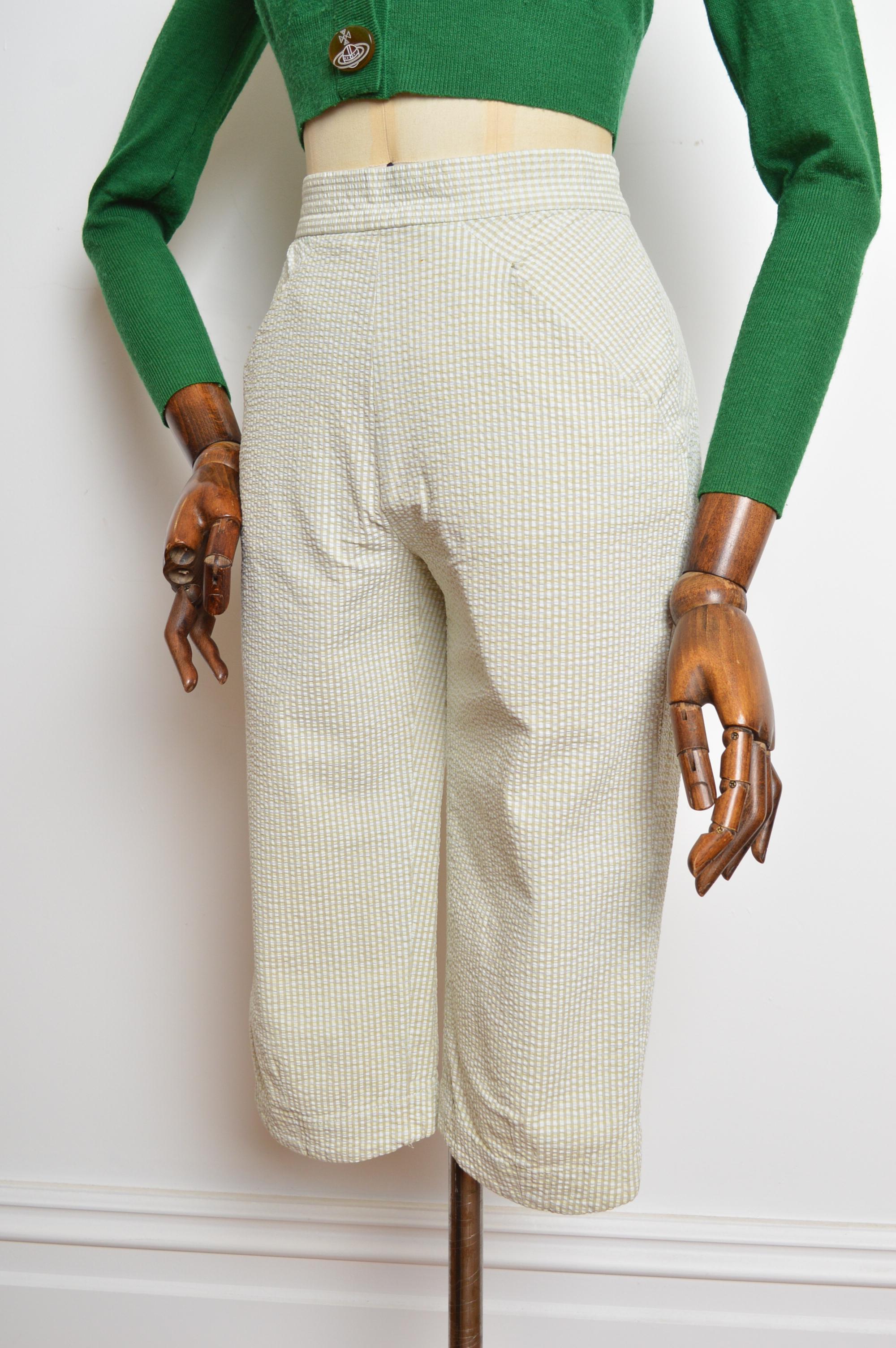 Vivienne Westwood Pantalones capri de talle alto de los años 90 para empujar los pedales / chupa seer Beige en venta