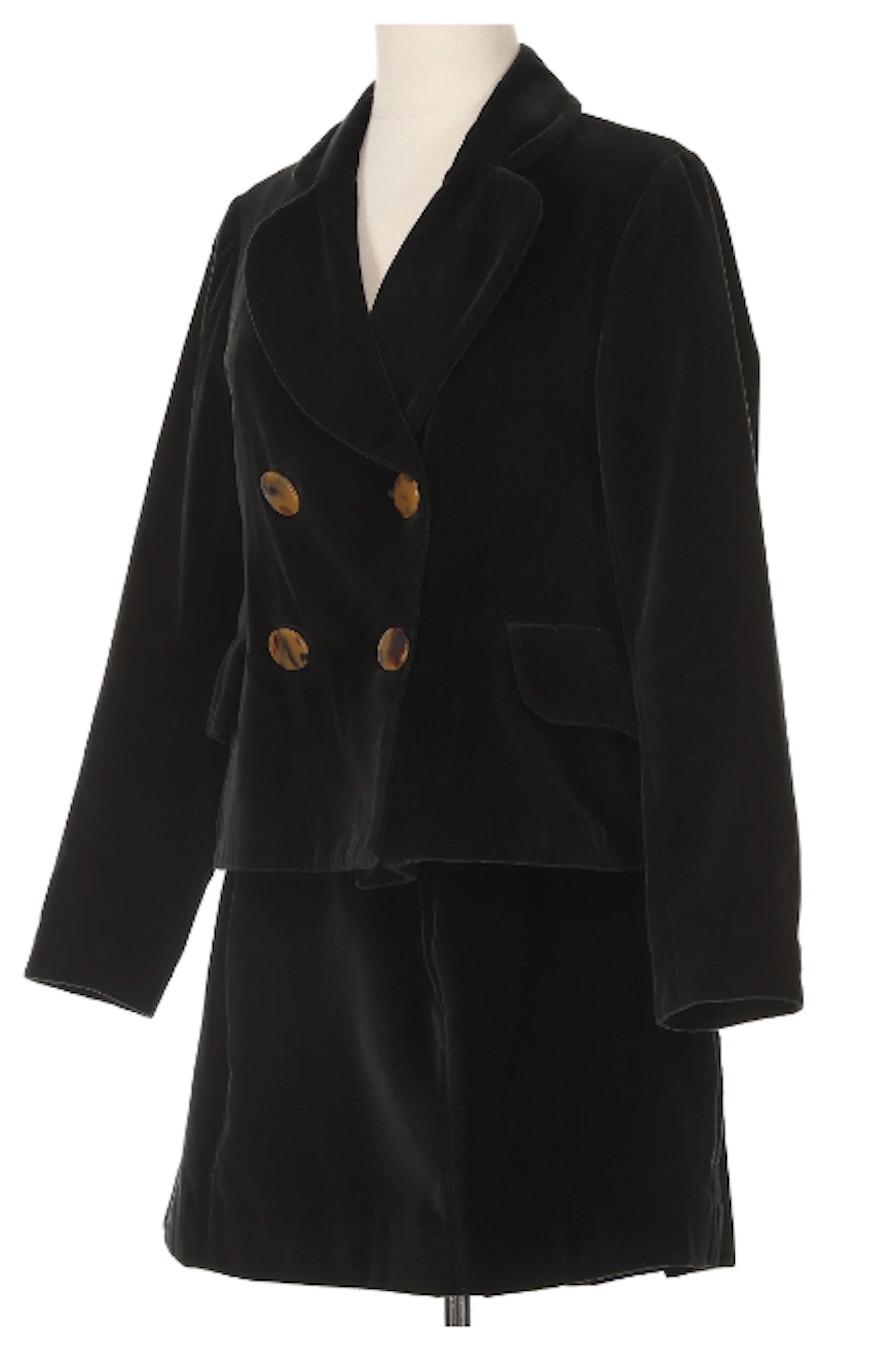 Vivienne Westwood 1990er Jahre Samtrock-Anzug (Schwarz)