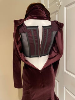 VIVIENNE WESTWOOD 1994 vintage velvet runway corset faux fur collar dress