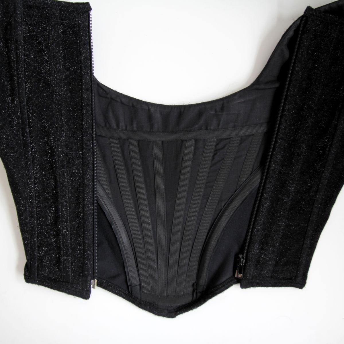 Black VIVIENNE WESTWOOD 1995 Iconic Long-Sleeve corset in black glitter cotton blend