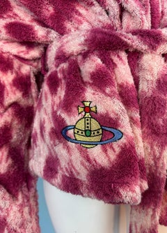 Vivienne Westwood 1998 Pink Leopard Print Towelling Robe