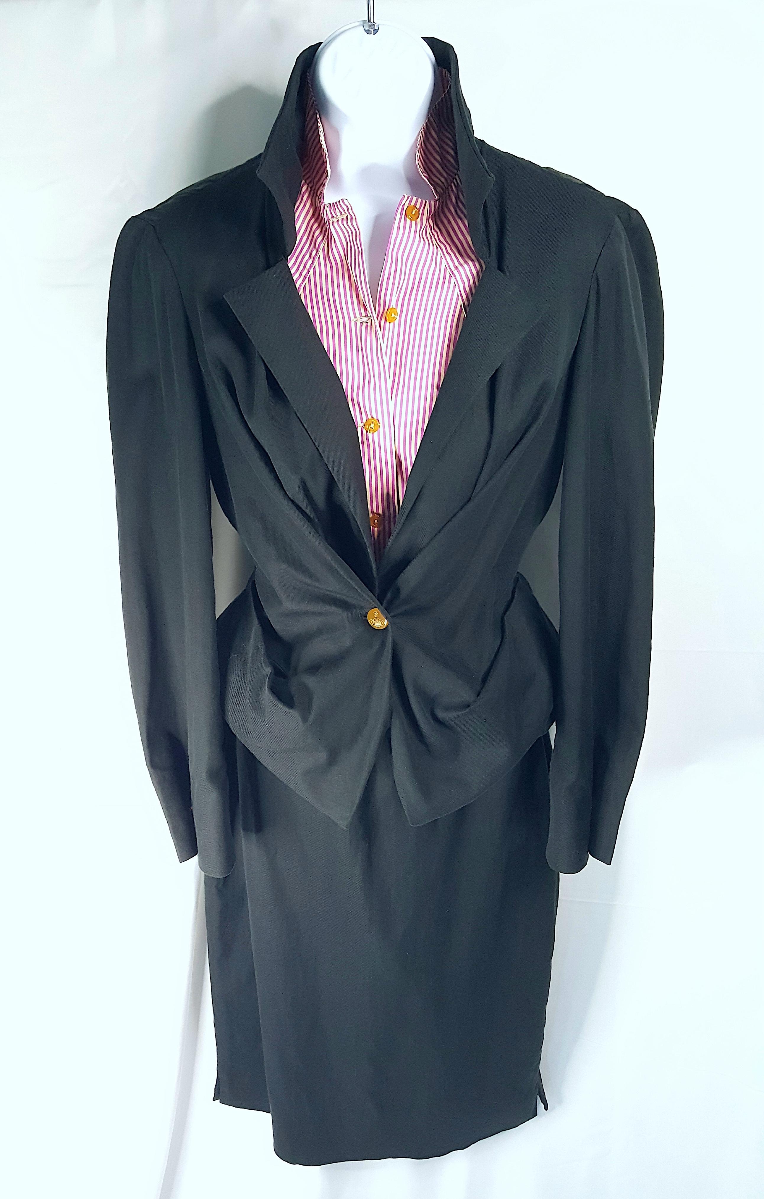 VivienneWestwood RunwayLook for Jagger ensemble jupe-chemise en coton 4 pièces, 1998 Bon état - En vente à Chicago, IL