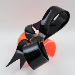 Vivienne Westwood 1999  Runway Prototype Black Orange Acrylic Bow Cuff Bracelet