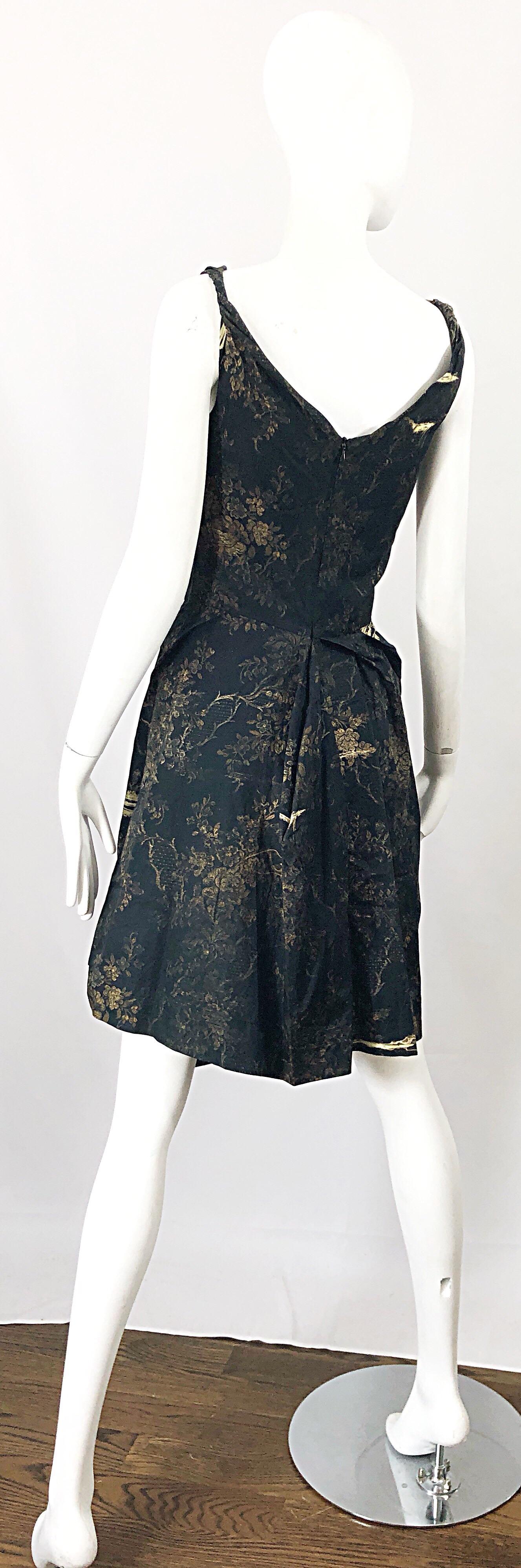 Vivienne Westwood 2000s Black + Brown Flower Print Asymmetrical Cotton Dress 4