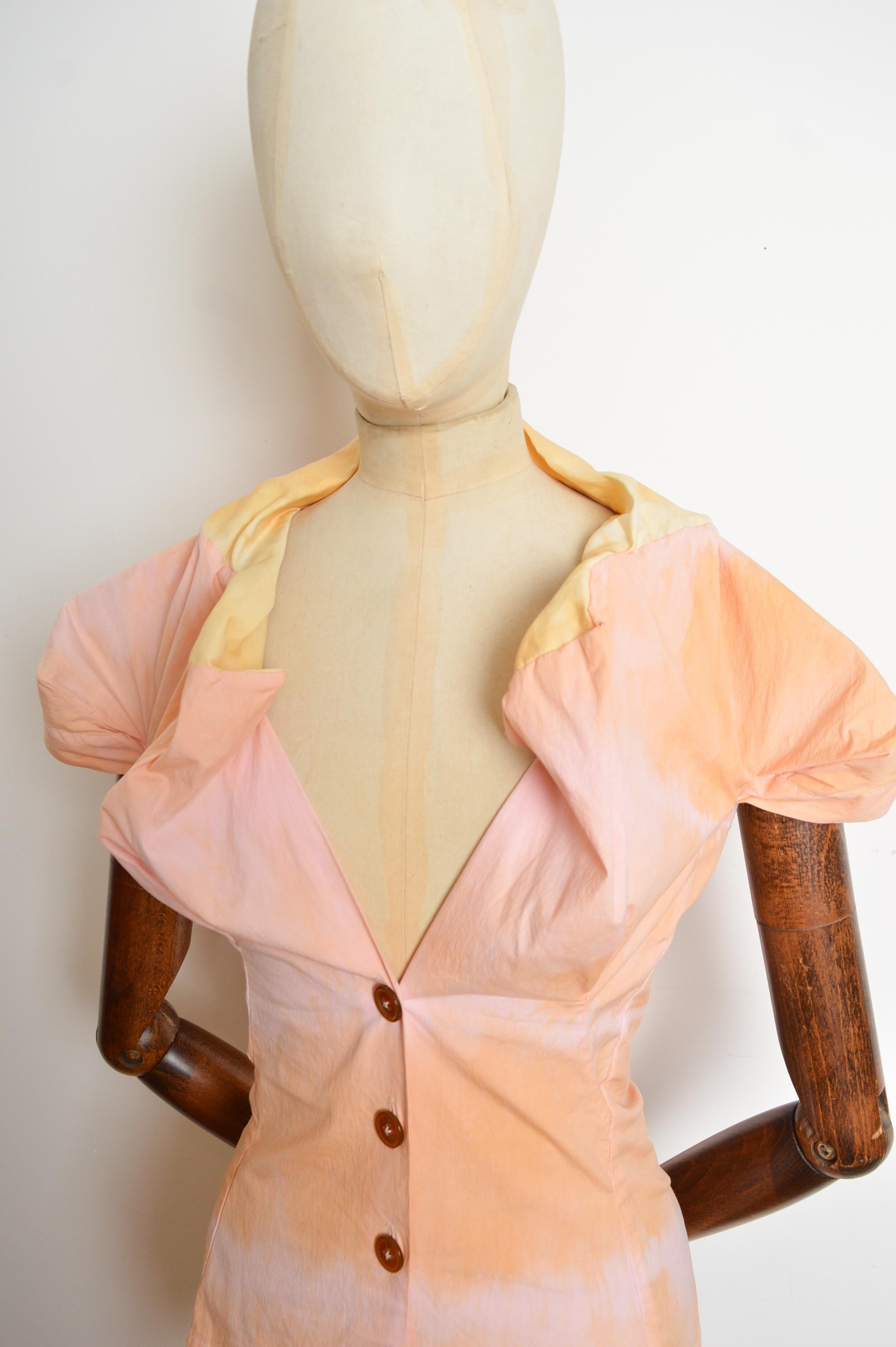 Vivienne Westwood 2000s Peach & Pastel Pink fitted Corset style Shirt - Blouse In Good Condition For Sale In Sheffield, GB