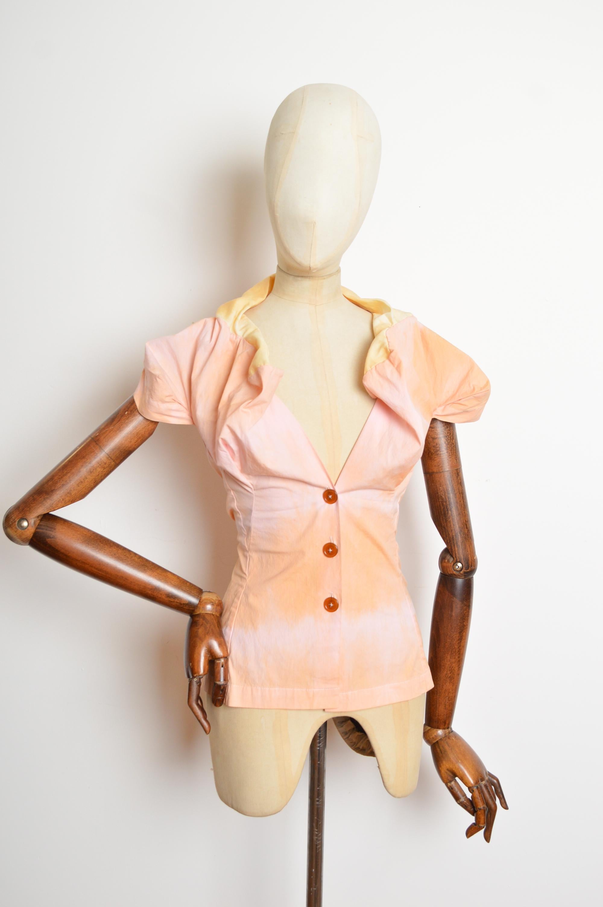 Women's Vivienne Westwood 2000s Peach & Pastel Pink fitted Corset style Shirt - Blouse For Sale
