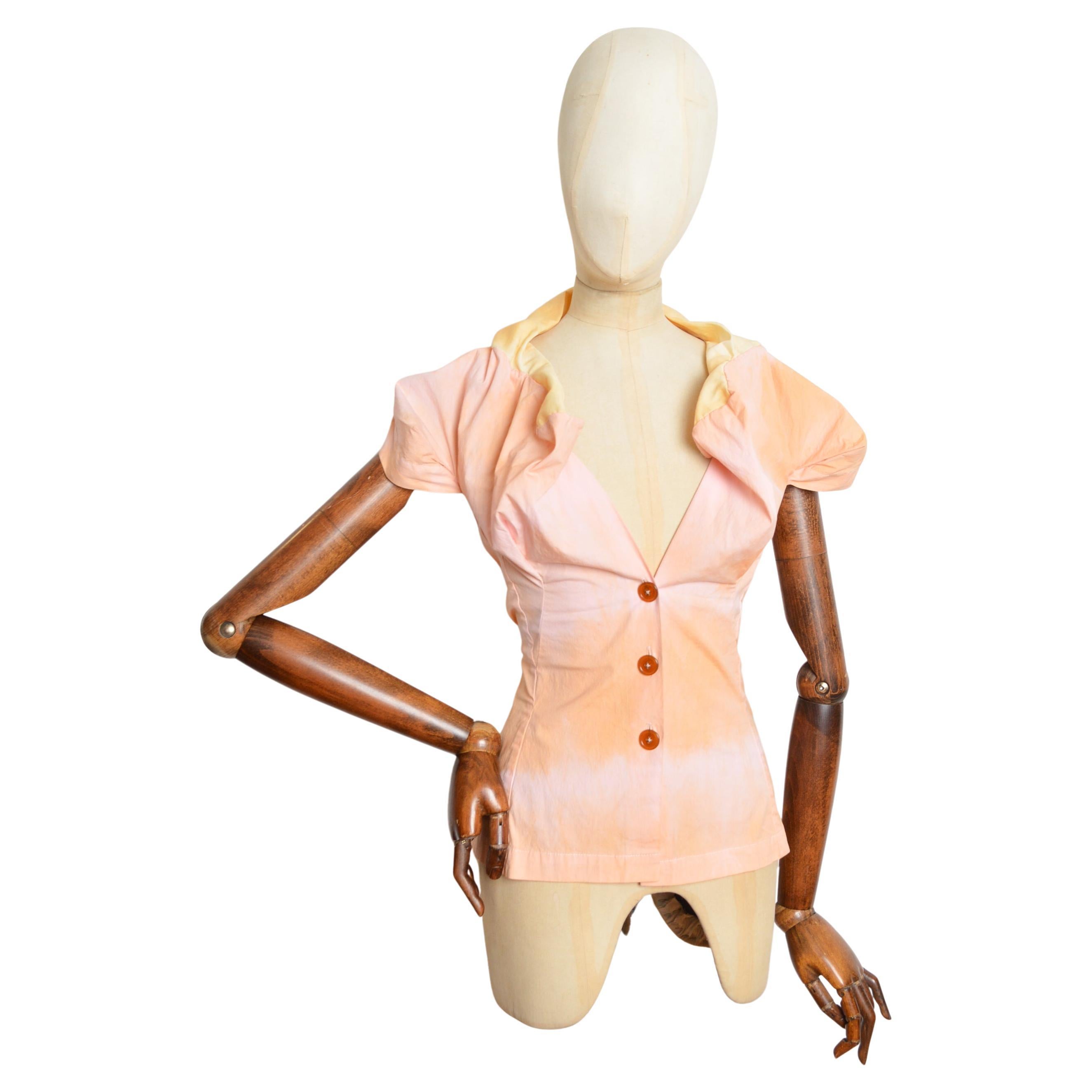 Vivienne Westwood 2000s Peach & Pastel Pink fitted Corset style Shirt - Blouse For Sale