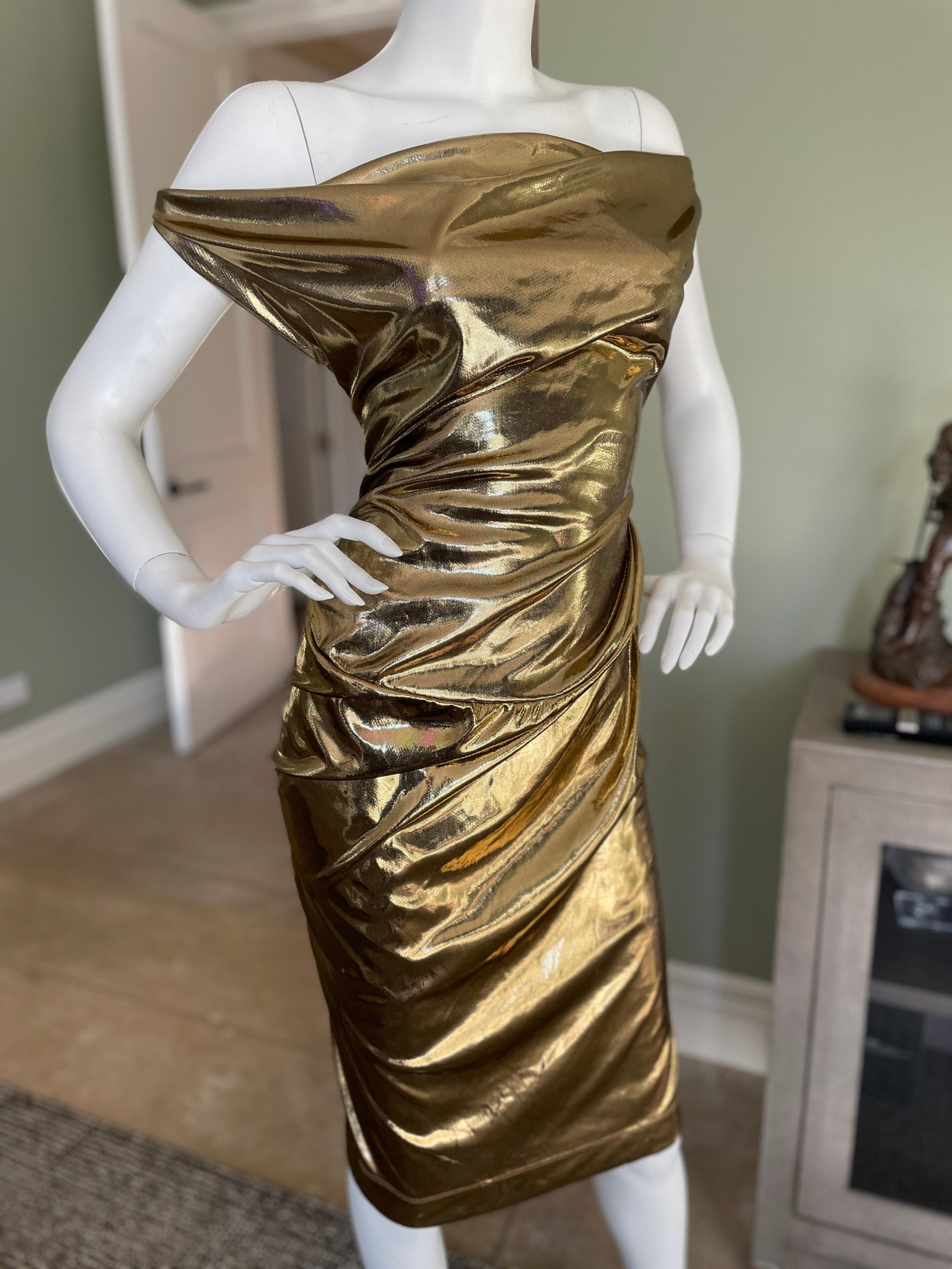 Brown Vivienne Westwood 2008 Liquid Gold Cocktail Dress For Sale