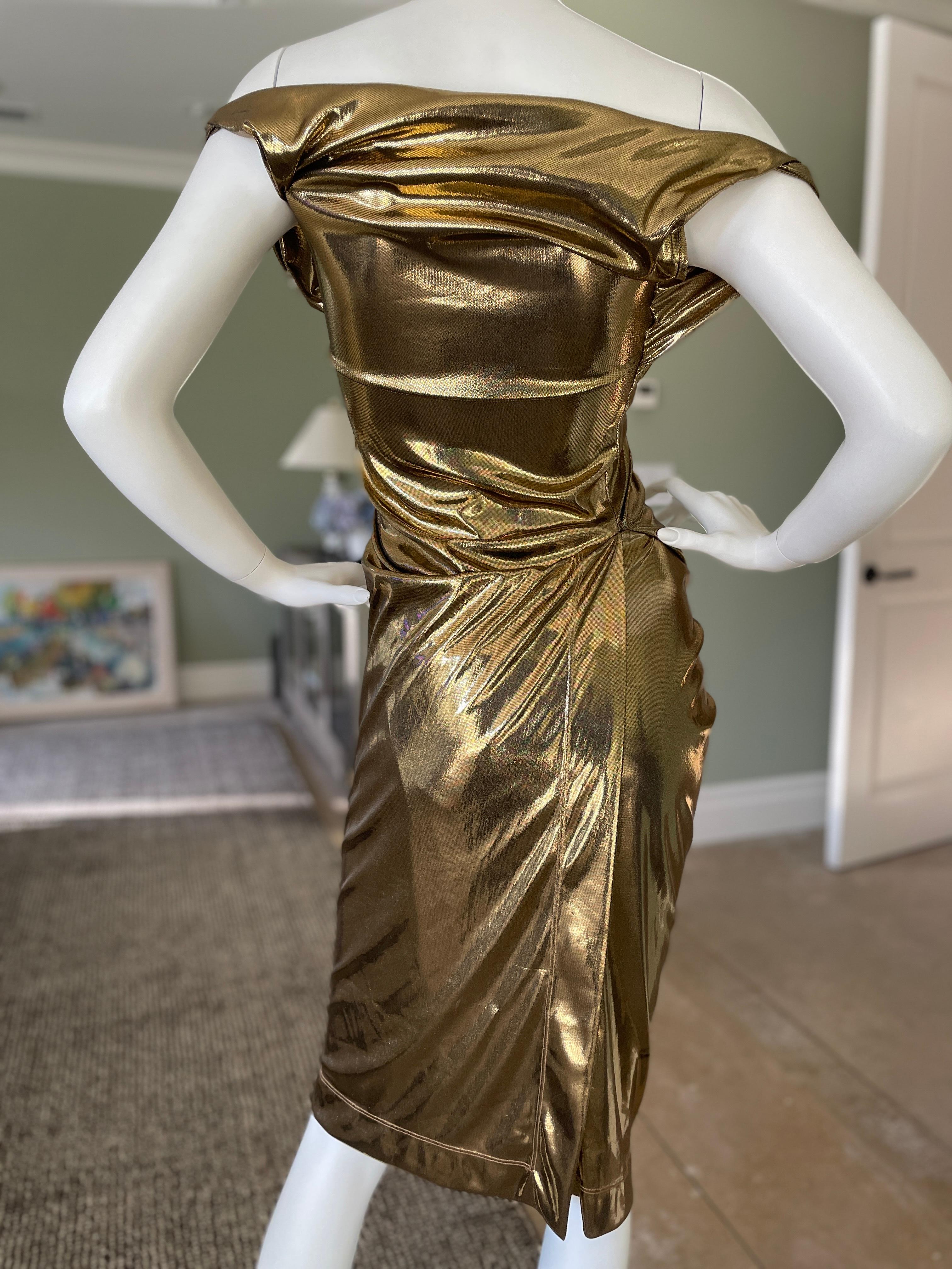 Vivienne Westwood 2008 Liquid Gold Cocktail Dress In Excellent Condition For Sale In Cloverdale, CA