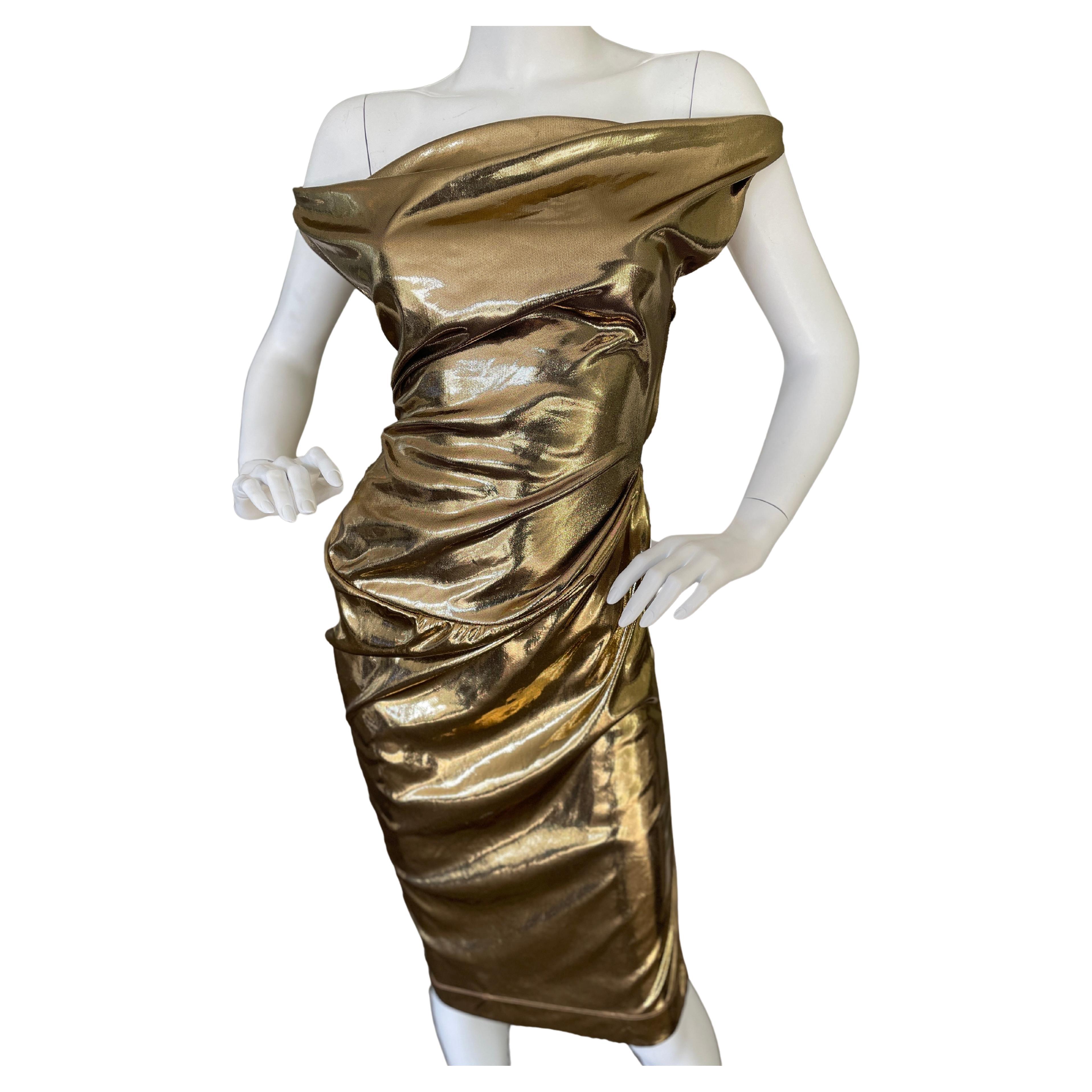 Vivienne Westwood 2008 Liquid Gold Cocktail Dress For Sale