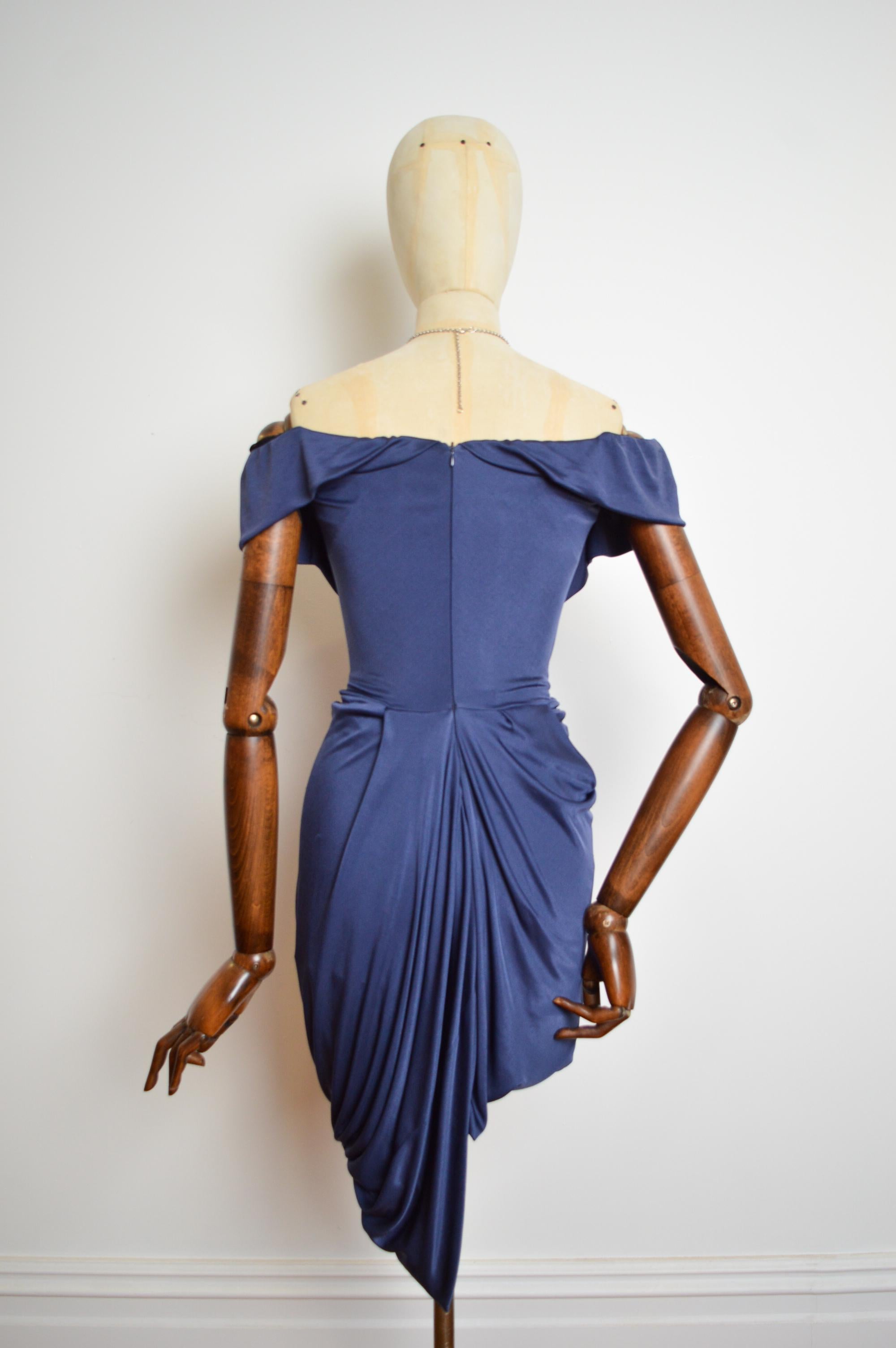 Vivienne Westwood 2012 Red Label Lotus Blue Corset Draped Cocktail Mini Dress 5