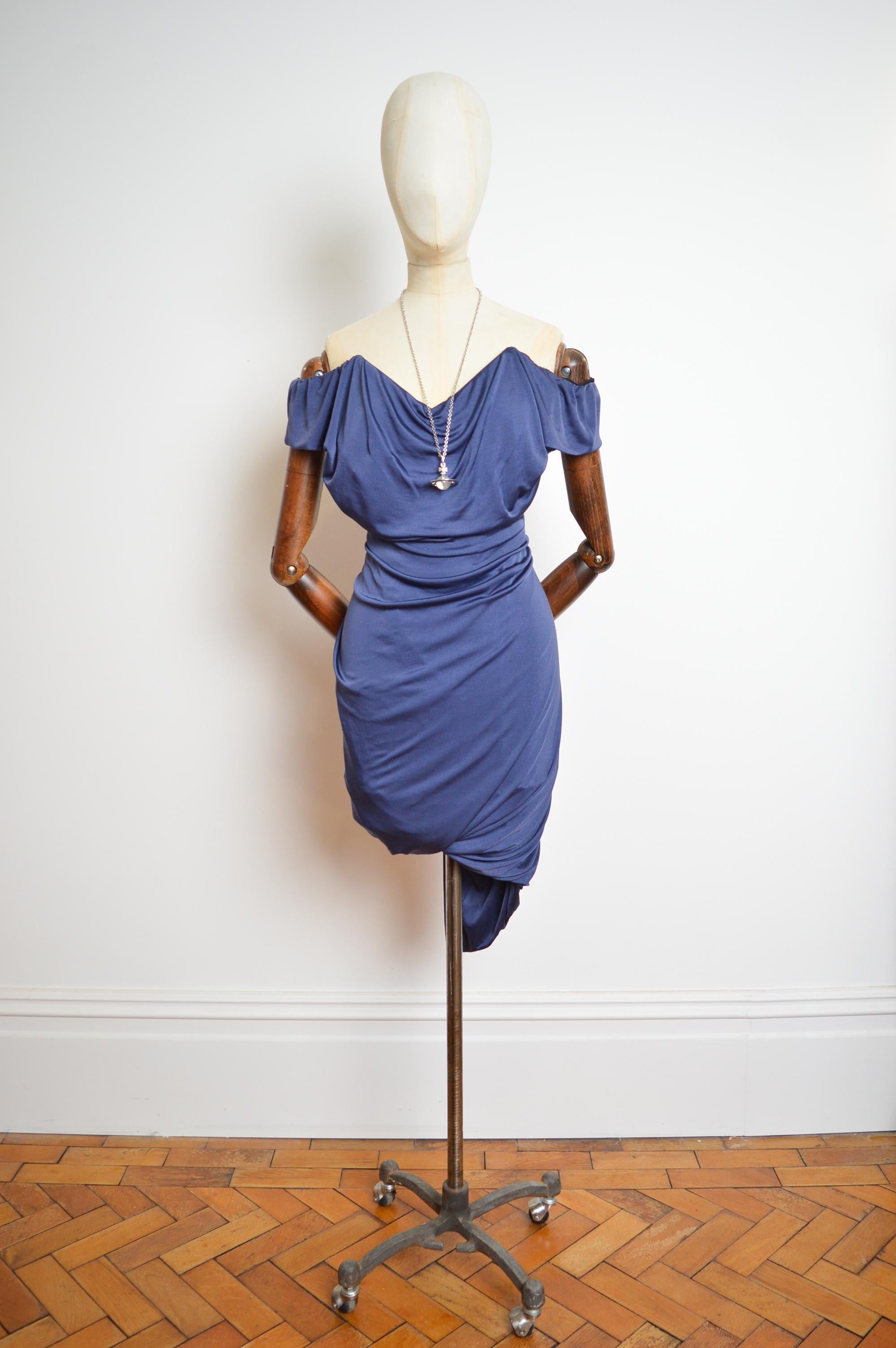 Purple Vivienne Westwood 2012 Red Label Lotus Blue Corset Draped Cocktail Mini Dress