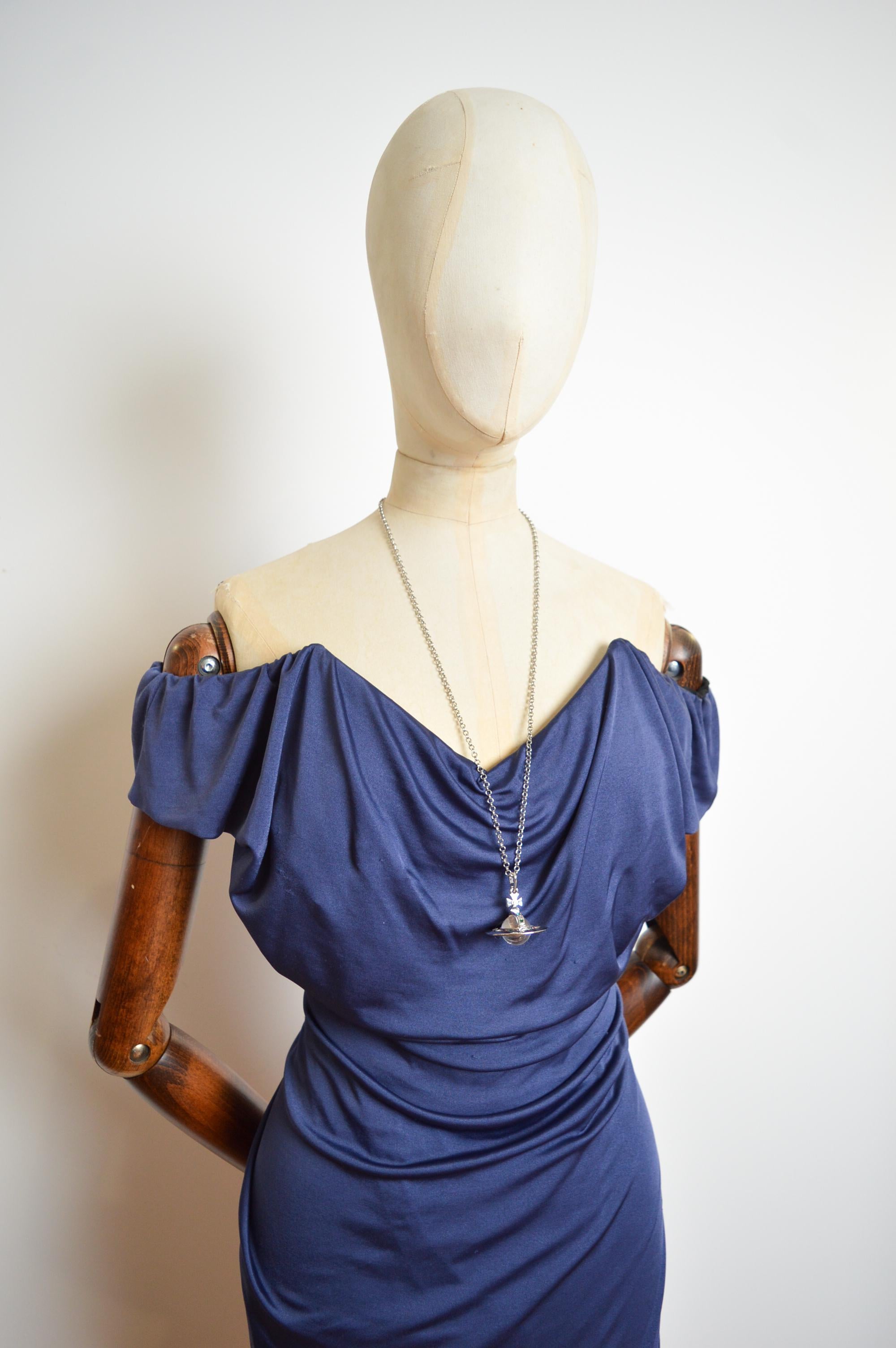Vivienne Westwood 2012 Red Label Lotus Blue Corset Draped Cocktail Mini Dress In Good Condition In Sheffield, GB
