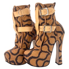 Vivienne Westwood 2013 Climate Revolution Squiggle Print Bondage Boots 6UK