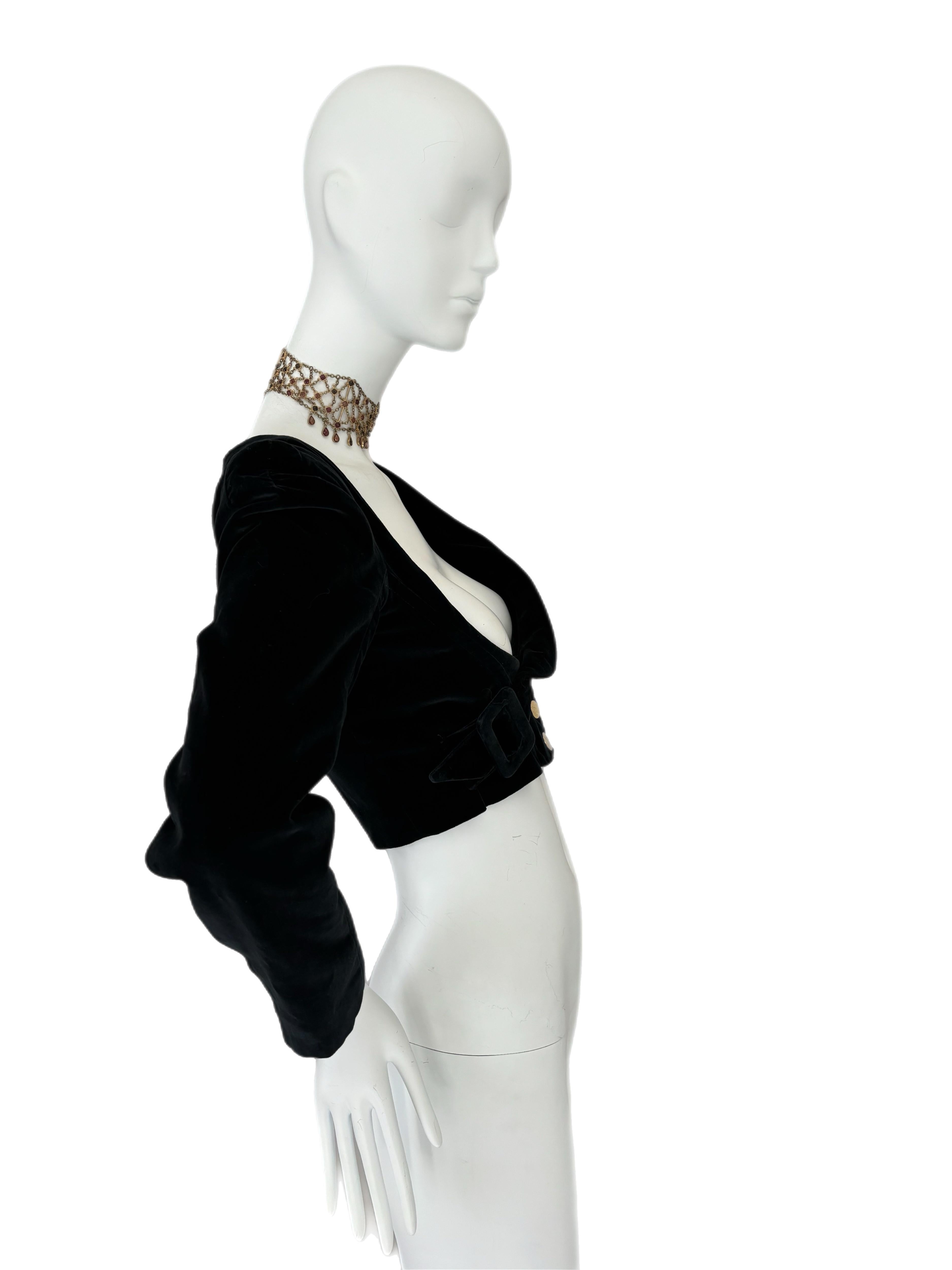 VIVIENNE WESTWOOD 90's Vintage Boned Corset w. Belt and Orb Buttons Cropped In Good Condition In Leonardo, NJ