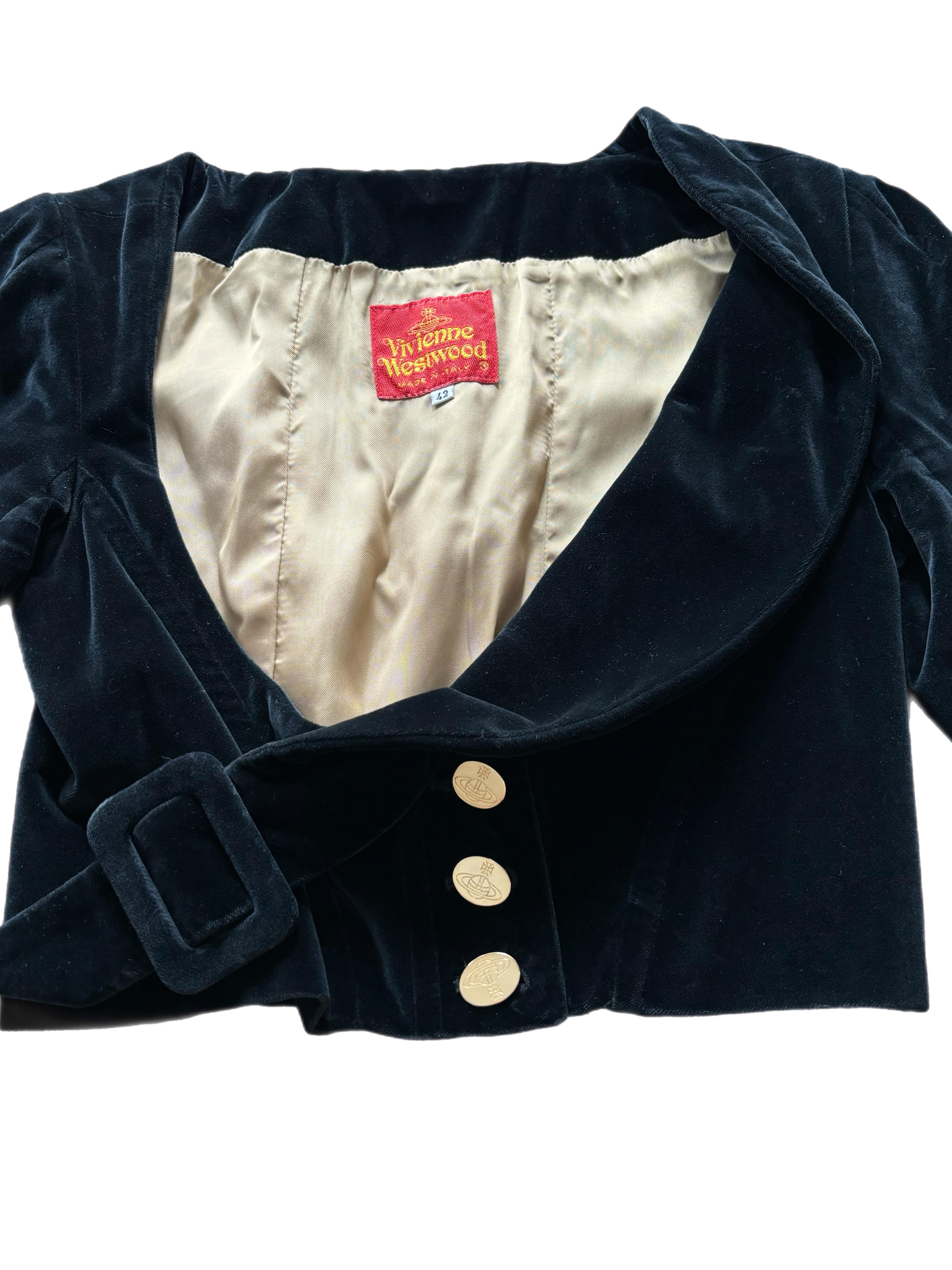 VIVIENNE WESTWOOD 90's Vintage Boned Corset w. Belt and Orb Buttons Cropped 3